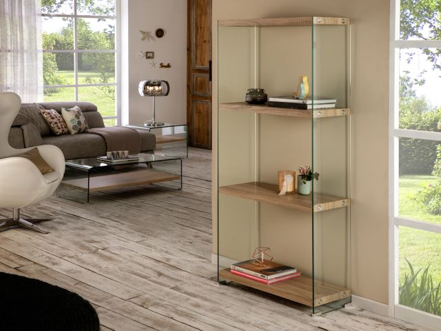 Estantería cristal madera 76 x 165 x 30 cm