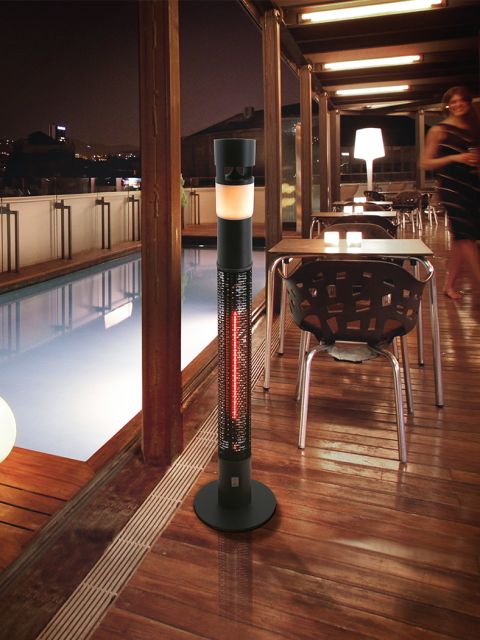 Estufa eléctrica para exterior con luz led 110 x 28 cm