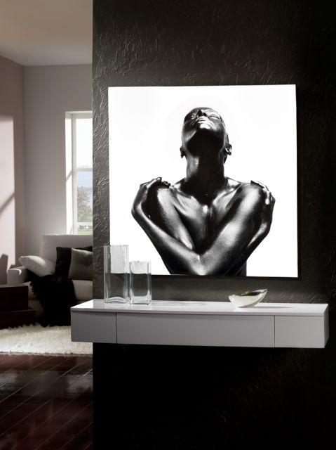 Fotografía impresa montada en cristal, 100 x 100 cm